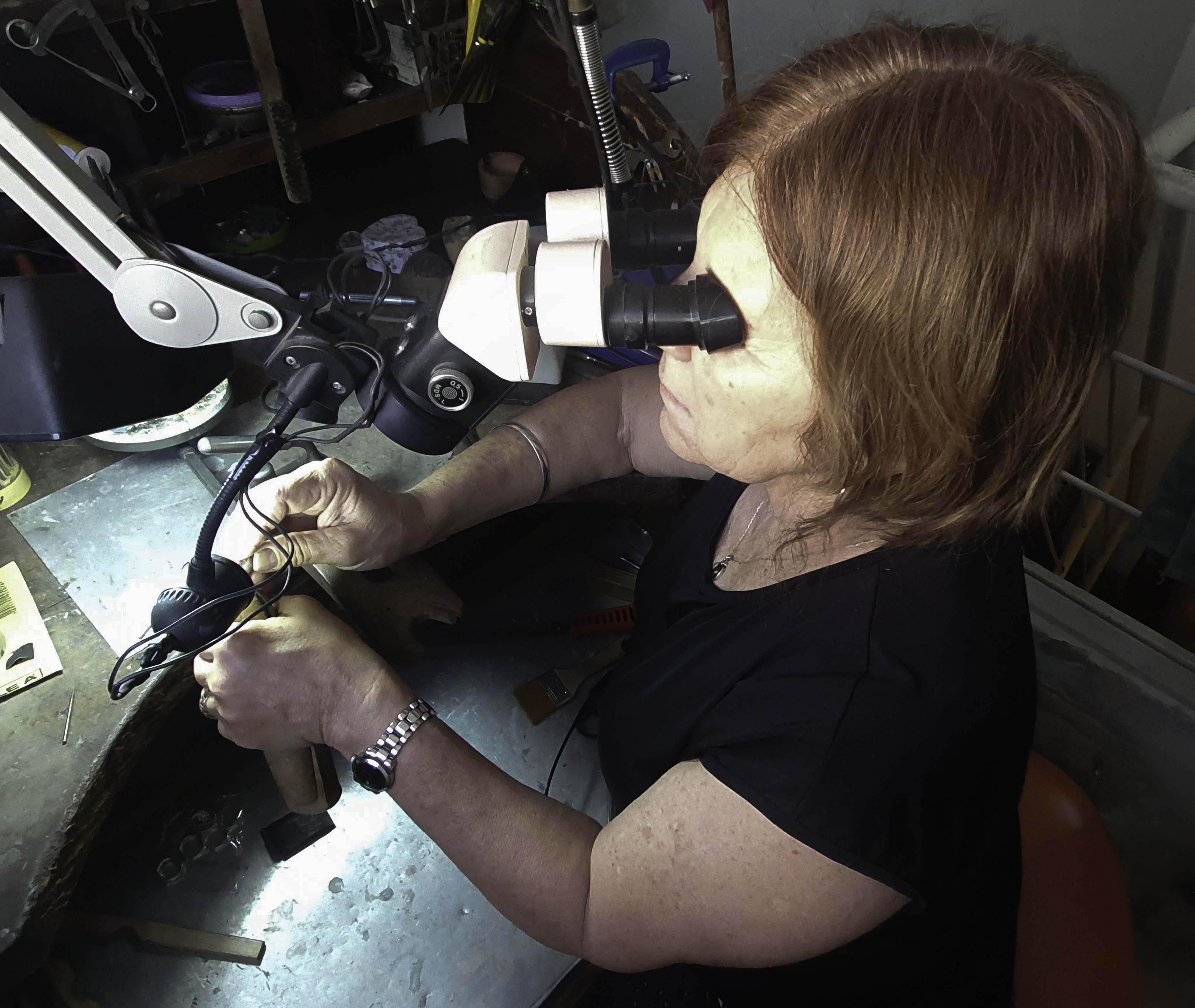 Gotty trabajando en el microscopio